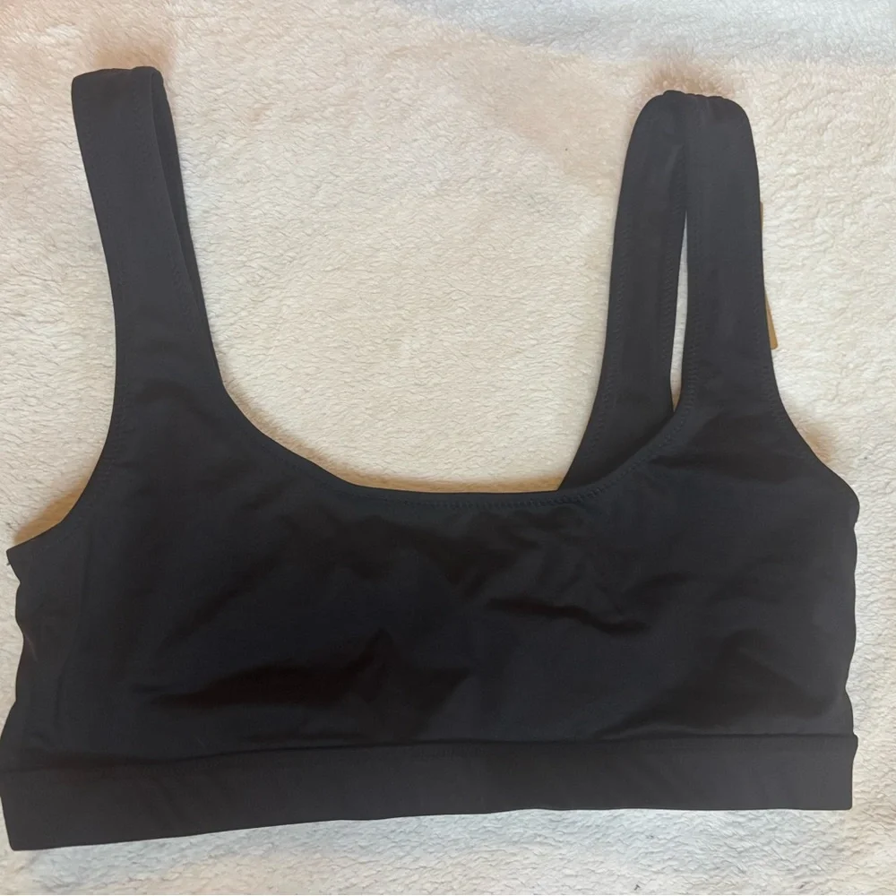 Skims Recycled Swim Tank Bikini Top Color: Onyx - Size Small